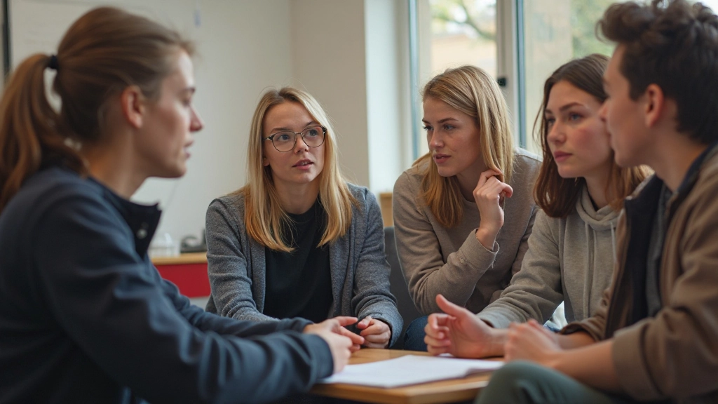 Leerlingen voeren groepsdiscussie over Nederlandse voornaamwoorden in interactieve les